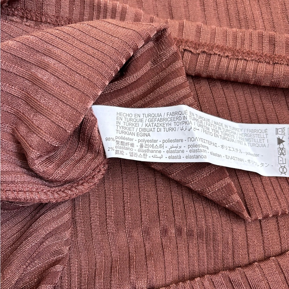 asos stradivarius rose brown ribbed long sleeve top - Picture 10 of 13